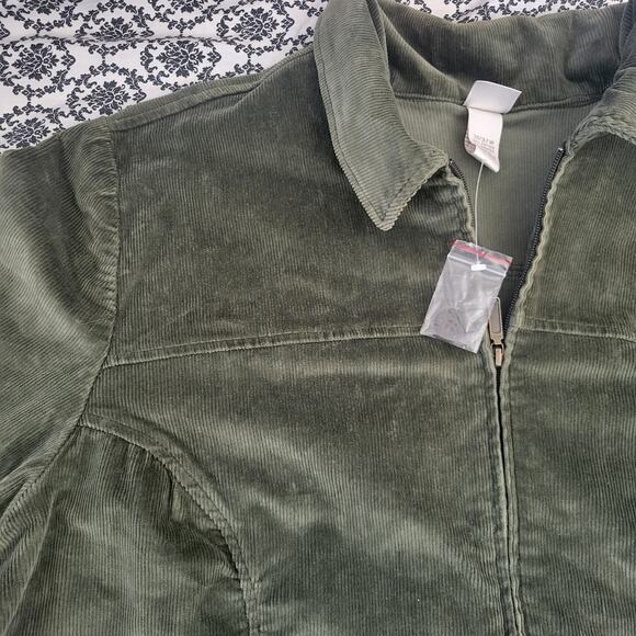 New Fashion Bug Green Corduroy Motorcycle Jacket Sz 30/32 - Picture 2 of 16